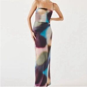 Reformation Frankie Silk Maxi Dress in Blur